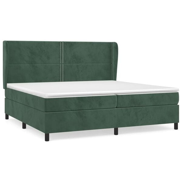 vidaXL Boxspringbett mit Matratze Dunkelgr&uuml;n 200x200 cm Samt
