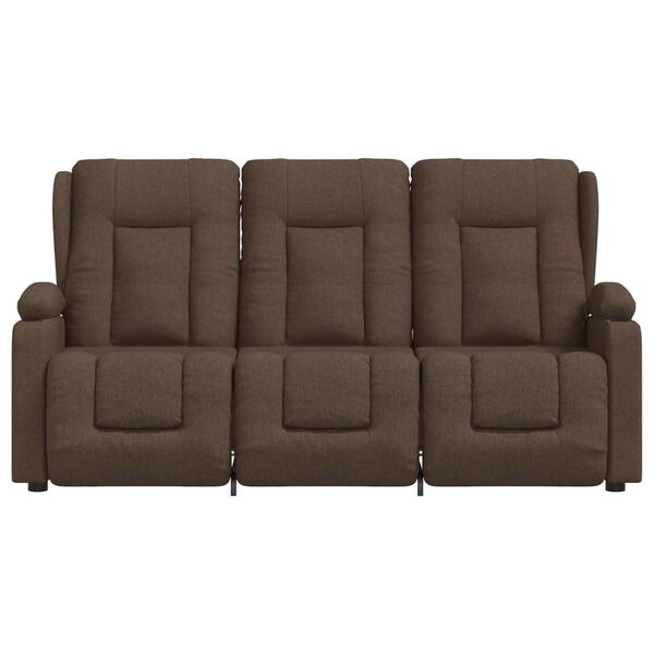 vidaXL 3-Sitzer Massagesessel mit Getr&auml;nkehalter Braun Stoff