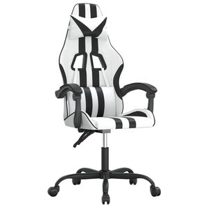 vidaXL Gaming-Stuhl Drehbar Wei&szlig; und Schwarz Kunstleder