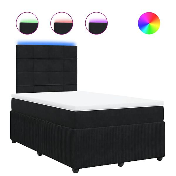 vidaXL Boxspringbett mit Matratze Schwarz 120x200 cm Samt