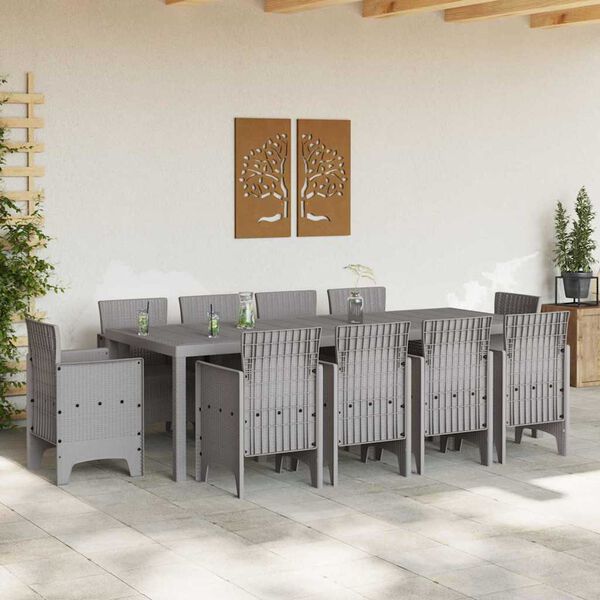 vidaXL Garten Essgruppe 11 pcs Hellgrau Polypropylen
