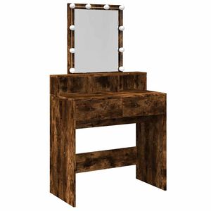 vidaXL Schminktisch mit LED-Beleuchtung R&auml;uchereiche 80x41x144,5 cm