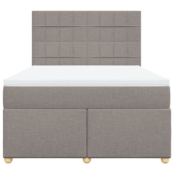 vidaXL Boxspringbett mit Matratze Taupe 160x200 cm Stoff