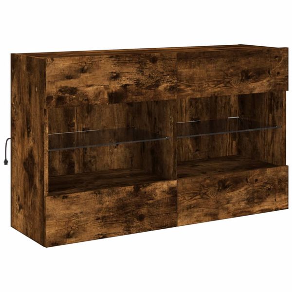 vidaXL TV-Wandschrank mit LED-Leuchten R&auml;uchereiche 98,5x30x60,5 cm