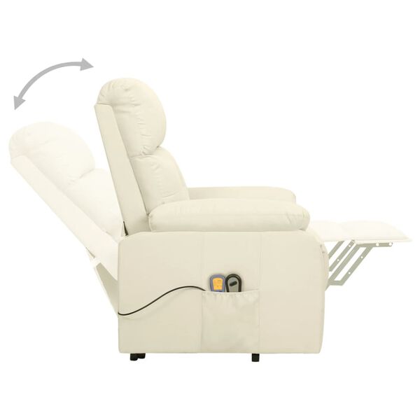 vidaXL Massagesessel mit Aufstehhilfe Creme Stoff