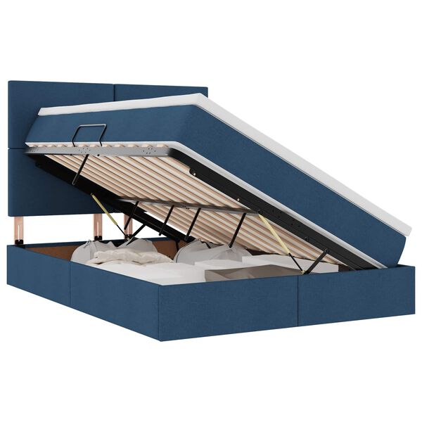 vidaXL Aufbewahrungsbett mit Matratze Blau 140 x 200 cm Polyester