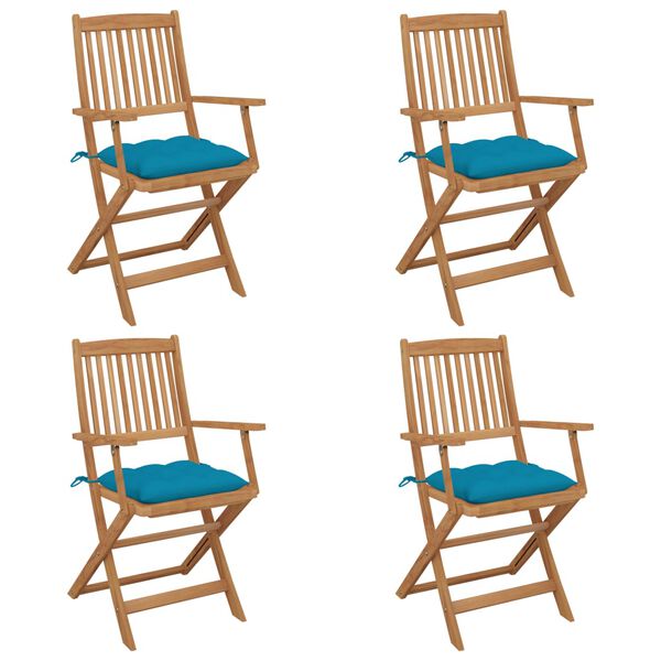 vidaXL Klappbare Gartenst&uuml;hle 4 Stk. mit Kissen Massivholz Akazie
