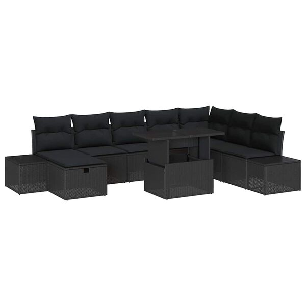 vidaXL Garten-Sofa-Set 11 pcs Schwarz Poly Rattan