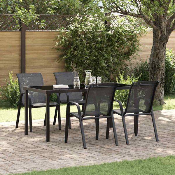 vidaXL Stapelbare Gartenst&uuml;hle 4 Stk. Schwarz Textilene