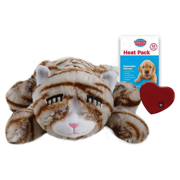 Snuggle Puppy Katzenspielzeug mit Herzschlag Grau und Wei&szlig;