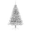 vidaXL K&uuml;nstlicher vorbeleuchteter Weihnachtsbaum Silber 180 cm PET
