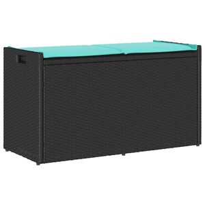 vidaXL Outdoor-Sitzbank mit Stauraum und Kissen Schwarz 100 cm