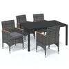 vidaXL 5-tlg. Garten-Essgruppe mit Kissen Poly Rattan Grau