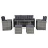 vidaXL 6-tlg. Garten-Lounge-Set mit Auflagen Poly Rattan Grau