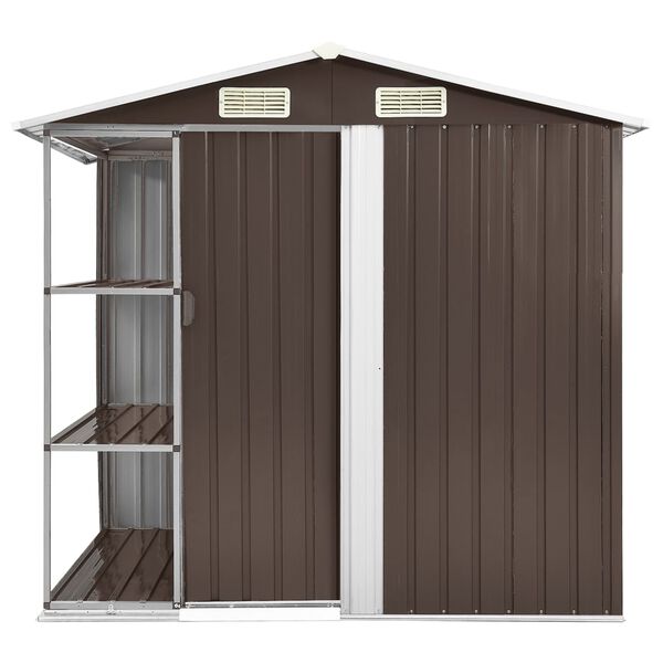 vidaXL Gartenhaus mit Regal Braun 205x130x183 cm Eisen