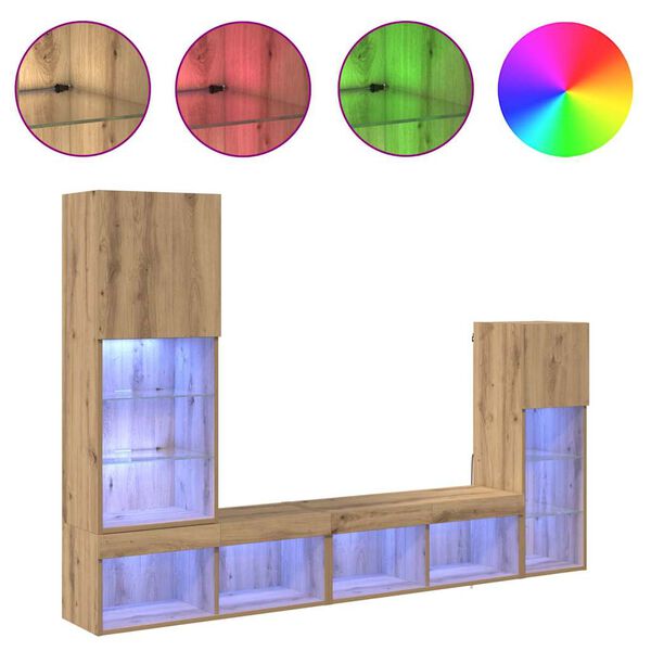 vidaXL TV-Wandger&auml;te Wandmontiert 4 pcs Artisan-Eiche Holzwerkstoff