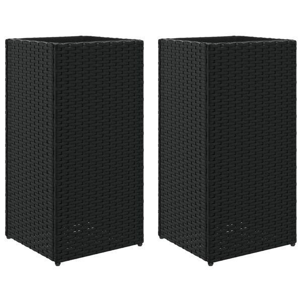vidaXL Pflanzk&uuml;bel 2 Stk. Schwarz 30x30x60 cm Poly Rattan