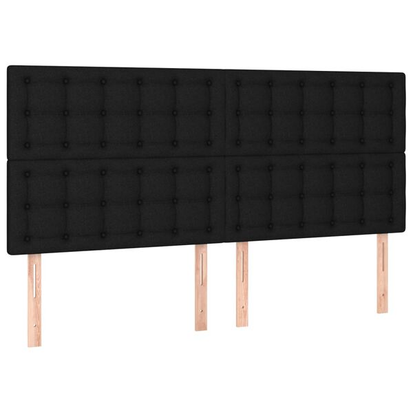 vidaXL LED Kopfteil Schwarz 200x5x118/128 cm Stoff