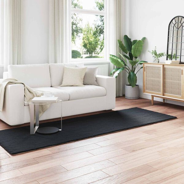 vidaXL Kunstfell Hasen Teppich Olite Schwarz 80 x 250 cm Polyester