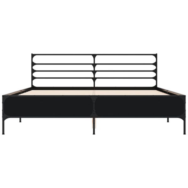 vidaXL Bettgestell Schwarz 150x200 cm Holzwerkstoff und Metall