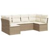 vidaXL 6-tlg. Garten-Sofagarnitur mit Kissen Beige Poly Rattan