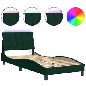 vidaXL Bettgestell mit LED ohne Matratze "Hanko" Dunkelgr&uuml;n 80x200 cm Samt