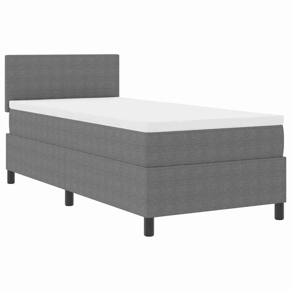 vidaXL Boxspringbett Hellgrau und Weiß 203 x 90 x 88 cm Cordstoff
