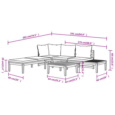 vidaXL 3-tlg. Garten-Lounge-Set mit Cremeweißen Kissen Massivholz Akazie