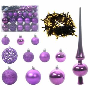 vidaXL Weihnachtskugel-Set 61 stk. 150 LEDs Warmes Wei&szlig; &Oslash; 6 cm