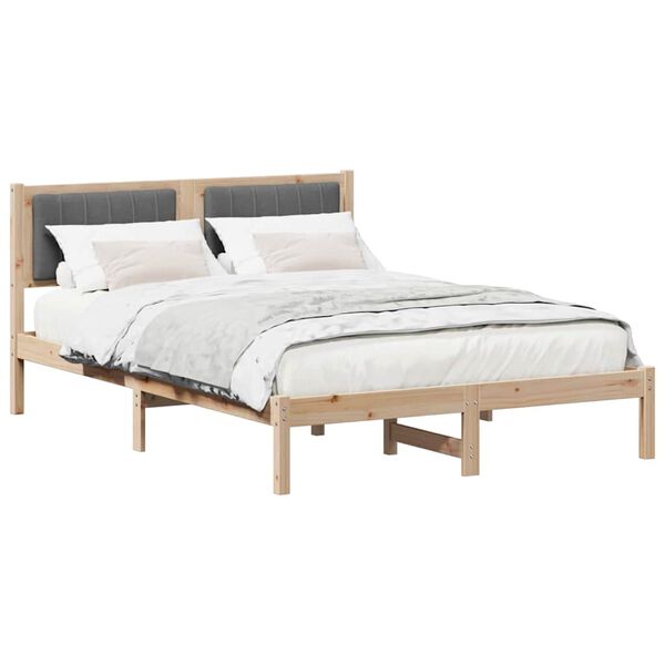 vidaXL Bettgestell mit gepolstertem Kopfteil Dunkelgrau 140 x 190 cm