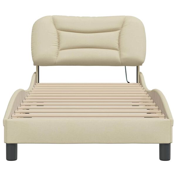 vidaXL Bettgestell ohne Matratze "Hvar" Creme 90x190 cm Stoff