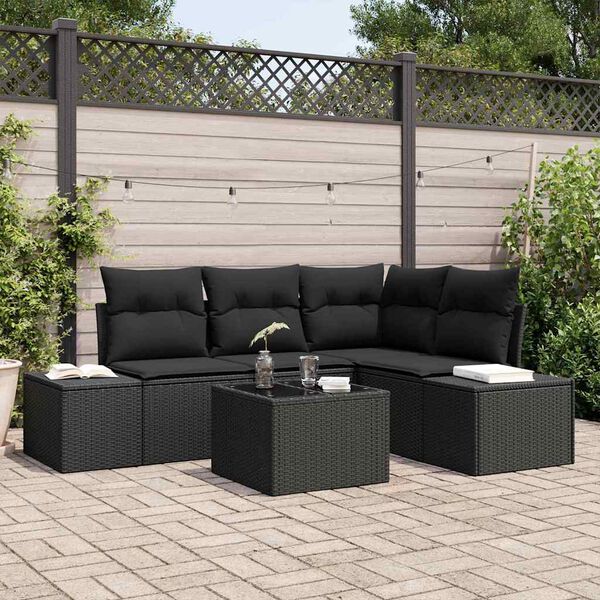 vidaXL Gartensofa-set mit Speicher Schwarz Poly-Rattan