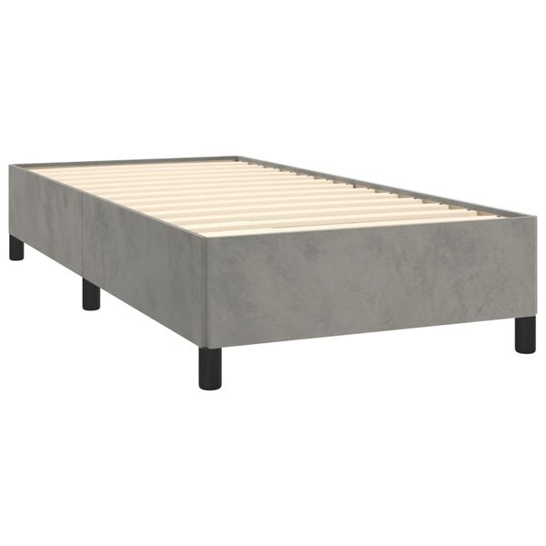 vidaXL Boxspringbett mit Matratze Hellgrau 90x200 cm Samt