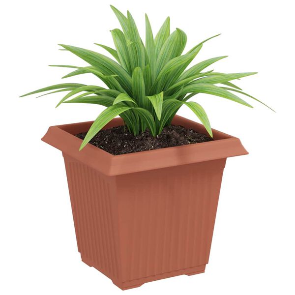 vidaXL Quadratischer Blumentopf 24 pcs Ziegelrot 16 x 16 x 14 cm