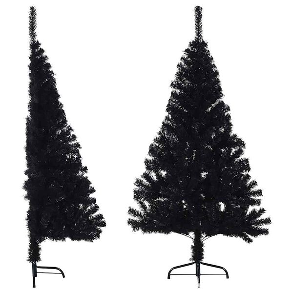 vidaXL Künstlicher Halb-Weihnachtsbaum mit Ständer Schwarz 150 cm PVC