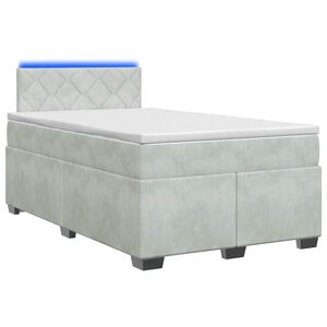 vidaXL Boxspringbett mit Matratze und LED Hellgrau 120 x 190 cm Samt