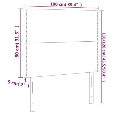 vidaXL LED Kopfteil Grau 100x5x118/128 cm Kunstleder