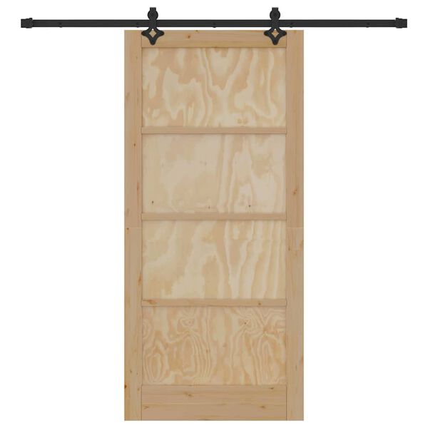vidaXL Schiebet&uuml;r Nat&uuml;rlich und Schwarz 93 x 202 cm