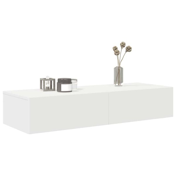 vidaXL Wandregal mit Schubladen Wei&szlig; 100x36x19 cm Holzwerkstoff