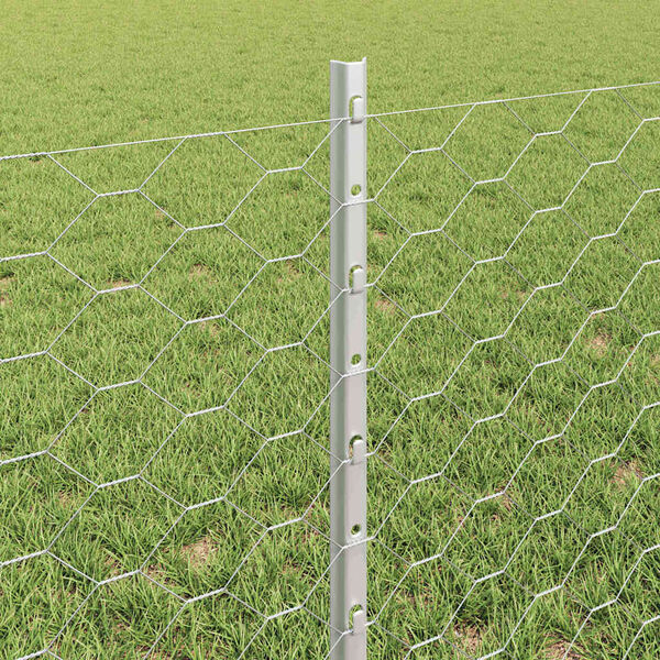 vidaXL Zaun mit Pfosten Silber 0,6 x 25 m Stahl