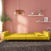 vidaXL Schlafsofa 2-Sitzer mit 2 Kissen Gelb Samt