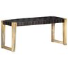 vidaXL Bank 110 cm Schwarz Echtleder und Massivholz Mango