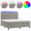vidaXL Boxspringbett mit Matratze & LED Hellgrau 180x200 cm Samt