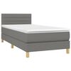 vidaXL Boxspringbett mit Matratze & LED Dunkelgrau 90x200 cm Stoff