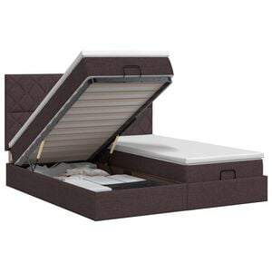 vidaXL Ottoman Bett mit Matratze mit Kopfteil 2 Stk. Dunkelbraun Stoff