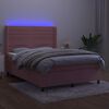 vidaXL Boxspringbett mit Matratze & LED Rosa 140x200 cm Samt
