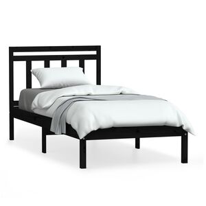 vidaXL Massivholzbett Schwarz Kiefer 100x200 cm