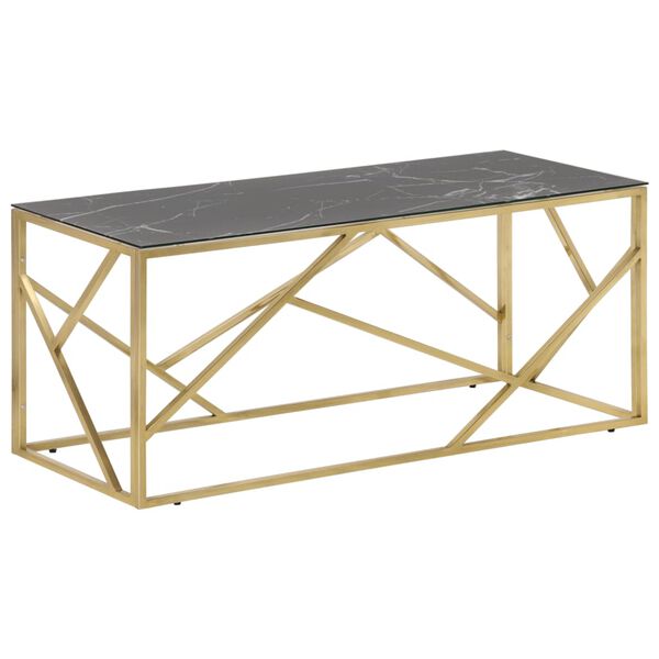 vidaXL Couchtisch Golden Edelstahl und Hartglas