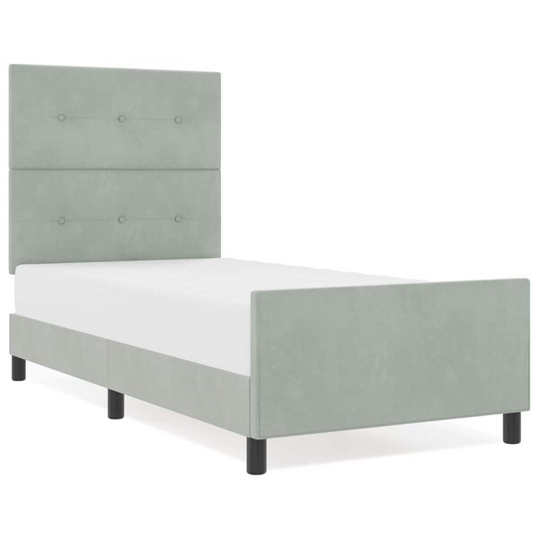 vidaXL Boxspringbett mit Kopfteil Hellgrau 90 x 190 cm Samt