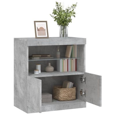 vidaXL Sideboard mit LED-Leuchten Betongrau 60x37x67 cm